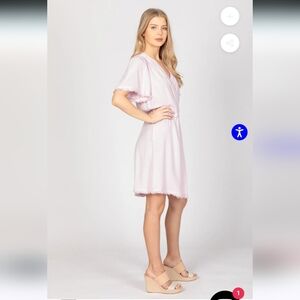 Maven West Short Sleeve Fray Dress, Pink Lemonade, Size S, NWT